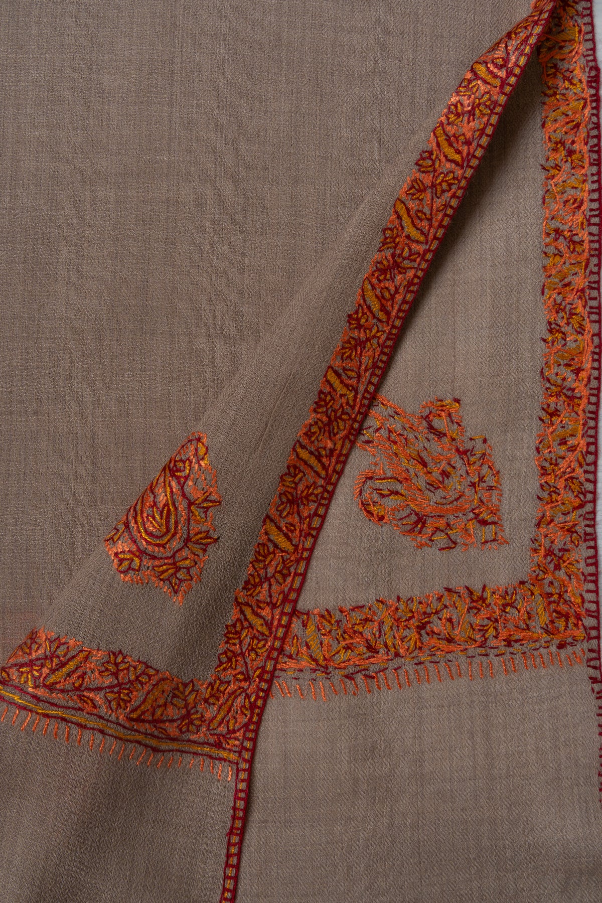 Ember Dusk — 2.5 Yards Sozni Hand-Embroidered Shawl