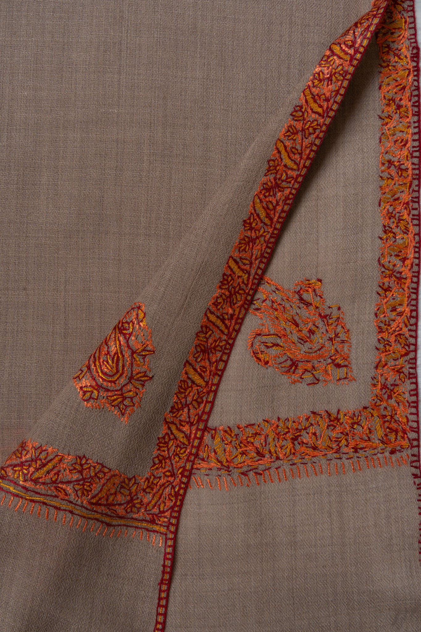 Ember Dusk — 2.5 Yards Sozni Hand-Embroidered Shawl