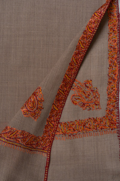 Ember Dusk — 2.5 Yards Sozni Hand-Embroidered Shawl