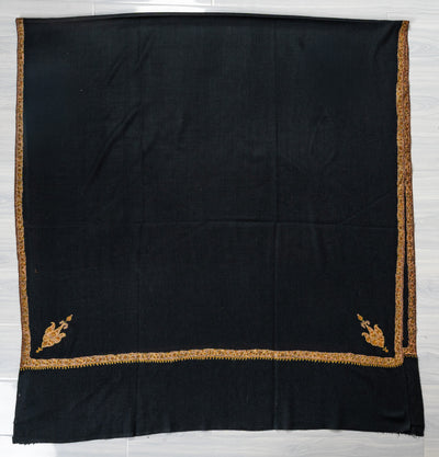 Obsidian Charm — 2.5 Yards Sozni Hand-Embroidered Shawl