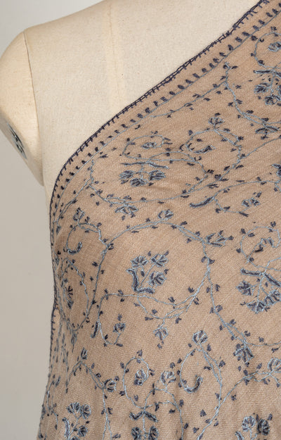 Frost Petal — 2.5 Yards Sozni Hand-Embroidered Shawl