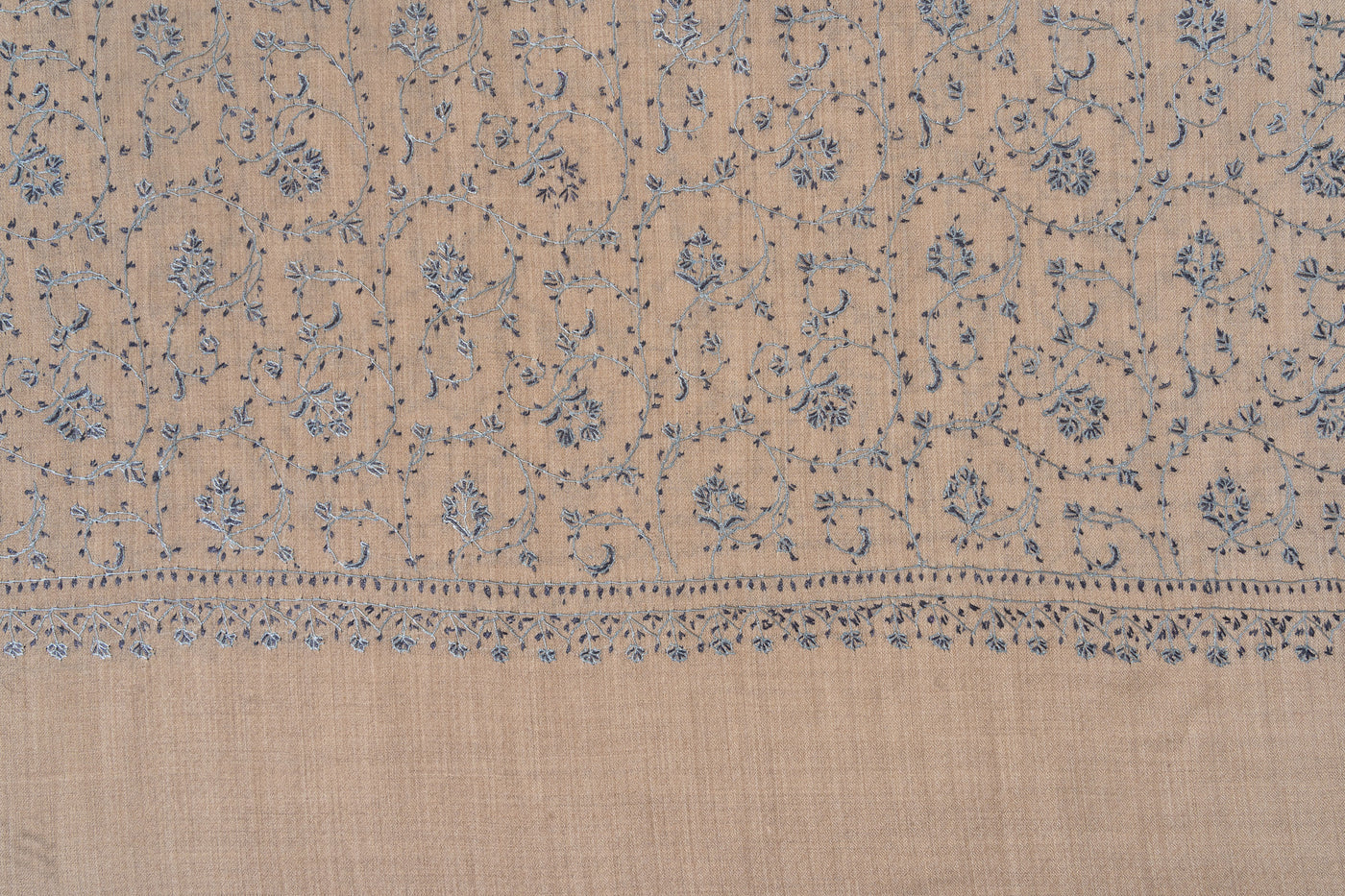 Frost Petal — 2.5 Yards Sozni Hand-Embroidered Shawl