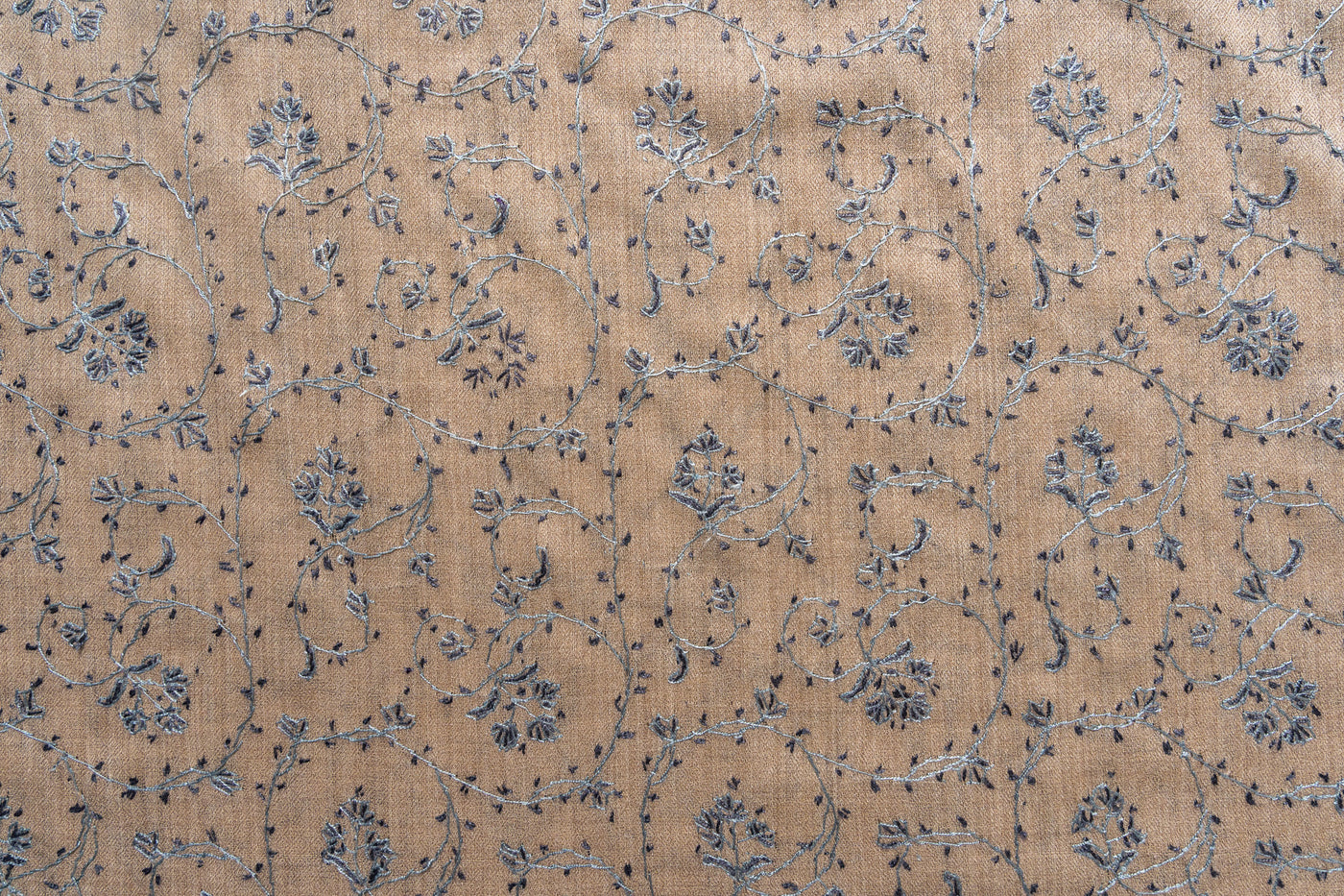 Frost Petal — 2.5 Yards Sozni Hand-Embroidered Shawl