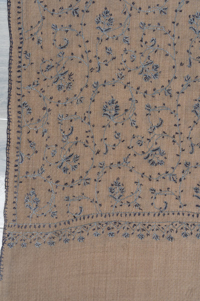 Frost Petal — 2.5 Yards Sozni Hand-Embroidered Shawl