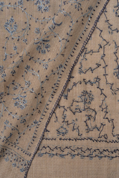 Frost Petal — 2.5 Yards Sozni Hand-Embroidered Shawl