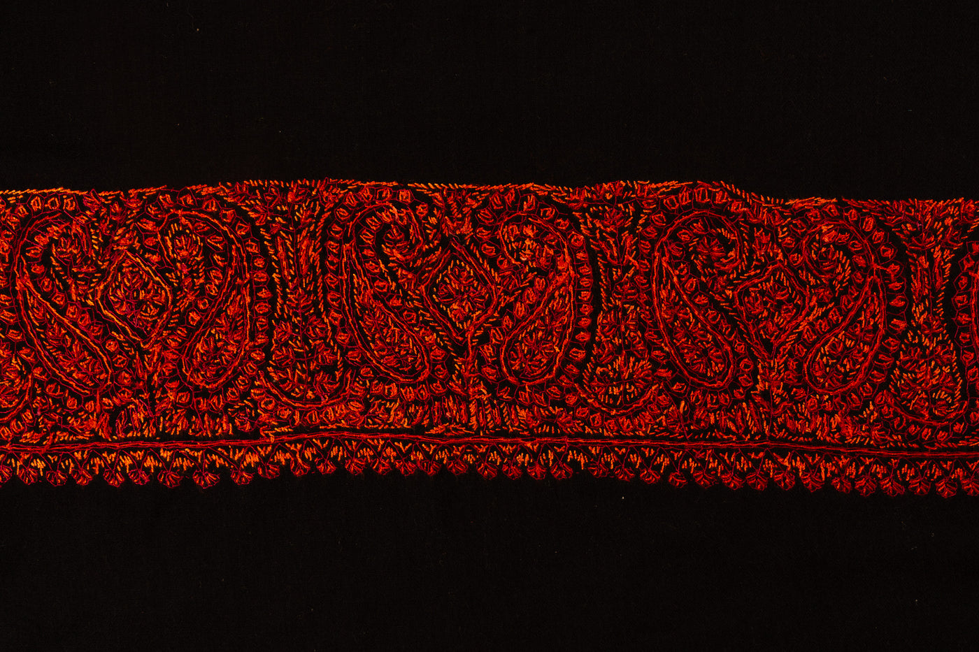 Midnight Rouge — 2.5 Yards Sozni Hand-Embroidered Shawl