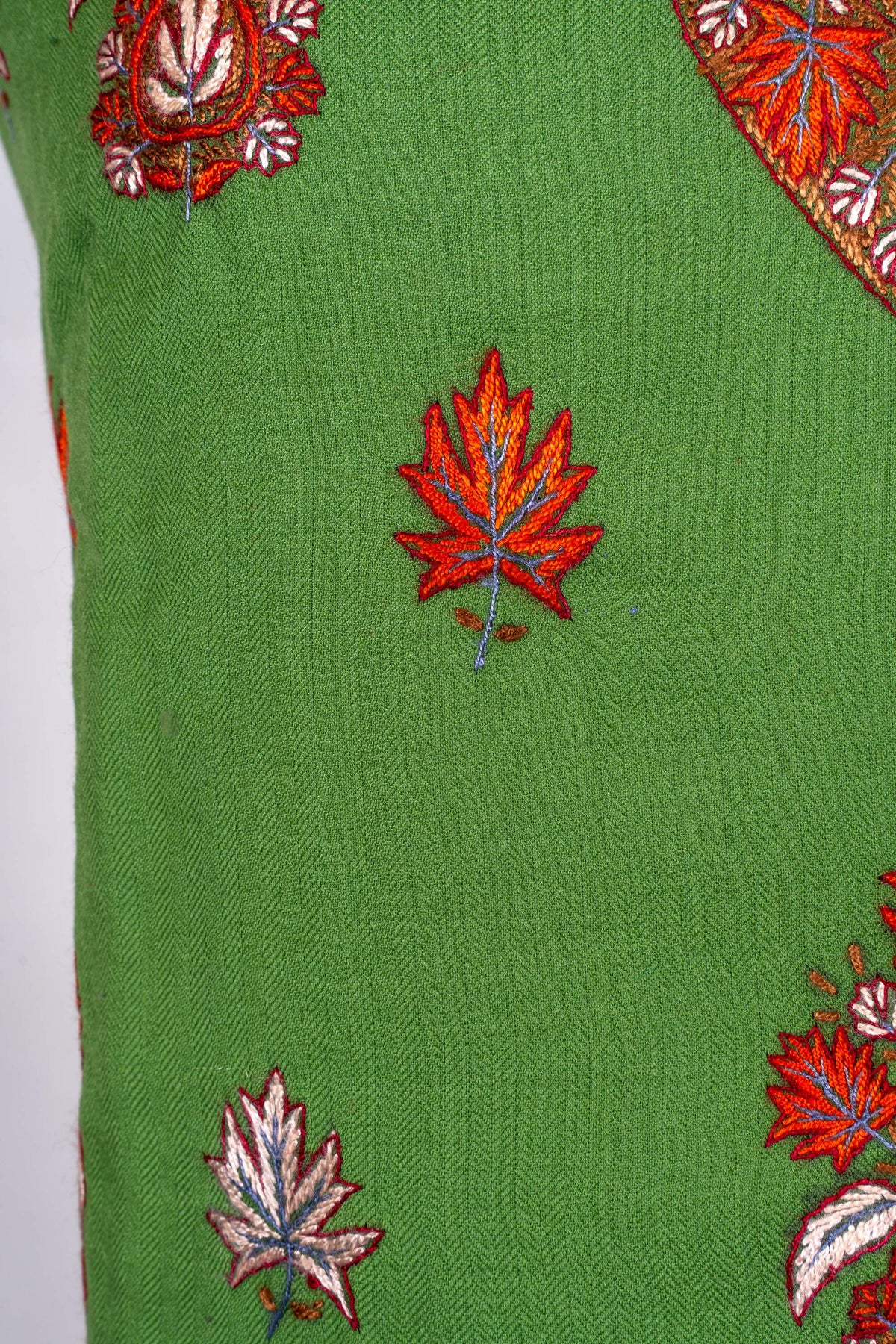 Meadow Leaf Sozni Hand Embroidered Suit in Fine merino wool