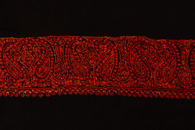 Midnight Rouge — 2.5 Yards Sozni Hand-Embroidered Shawl