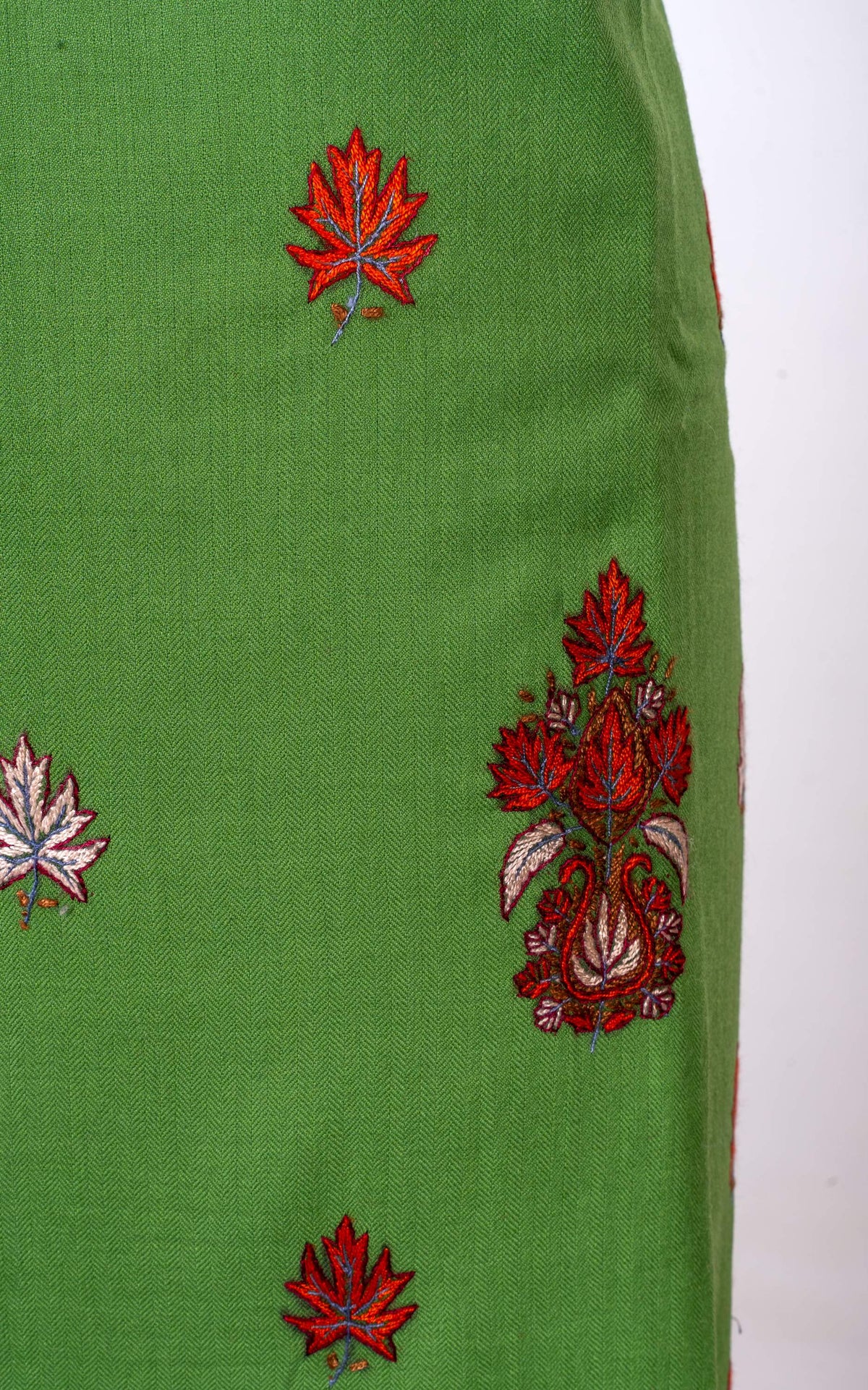 Meadow Leaf Sozni Hand Embroidered Suit in Fine merino wool