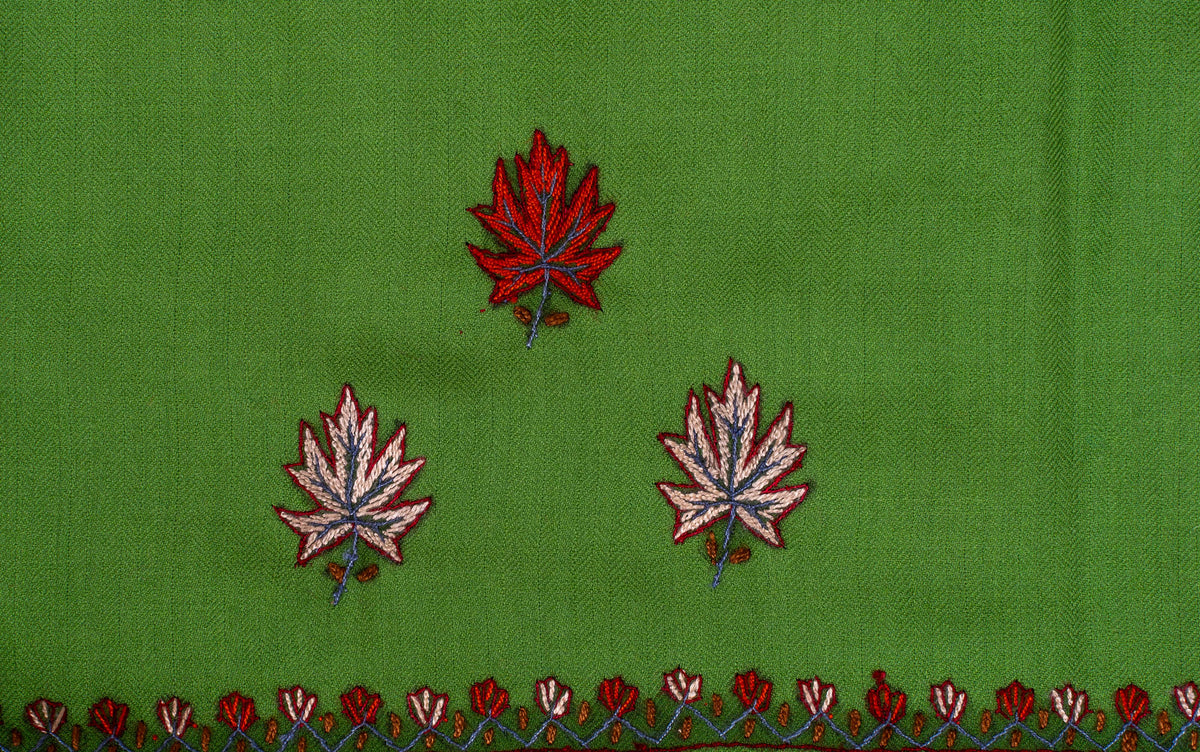 Meadow Leaf Sozni Hand Embroidered Suit in Fine merino wool