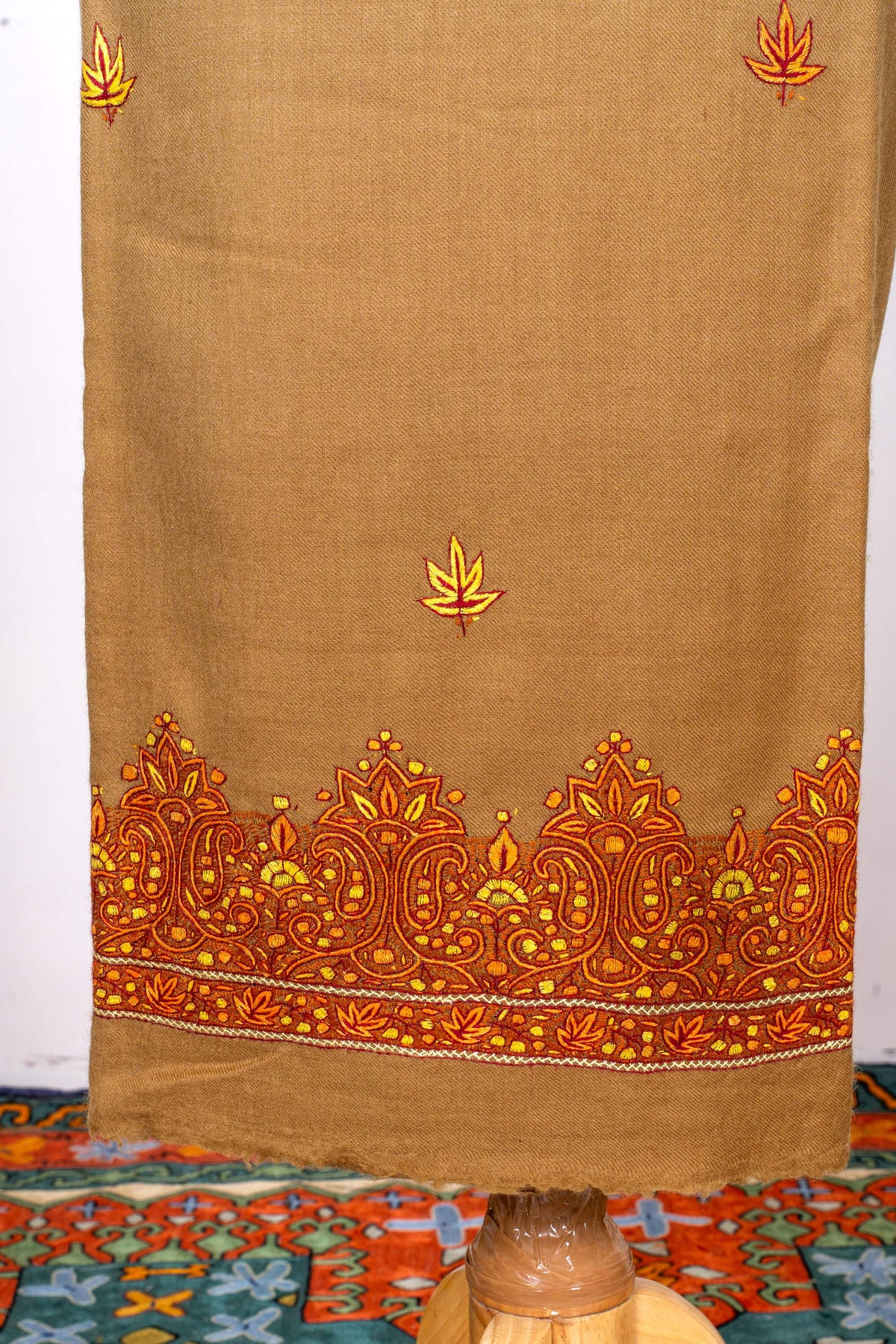 Earthstone Glow Sozni Hand Embroidered Suit in Fine merino wool
