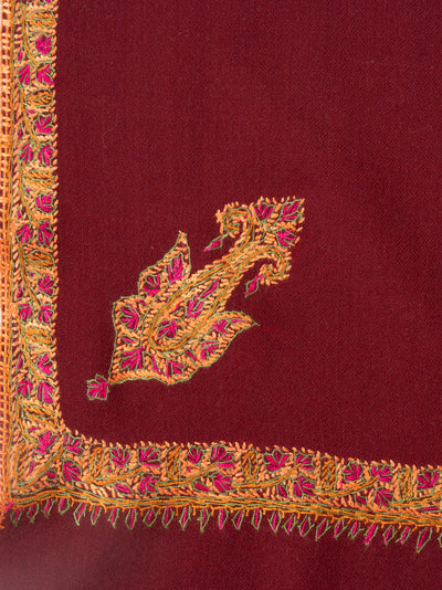 Maroon Empress — 2.5 Yards Sozni Hand-Embroidered Shawl