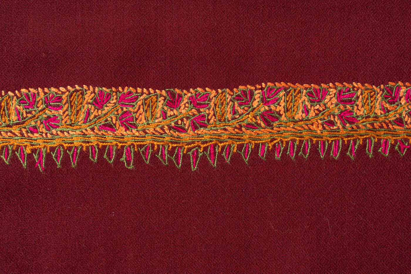 Maroon Empress — 2.5 Yards Sozni Hand-Embroidered Shawl