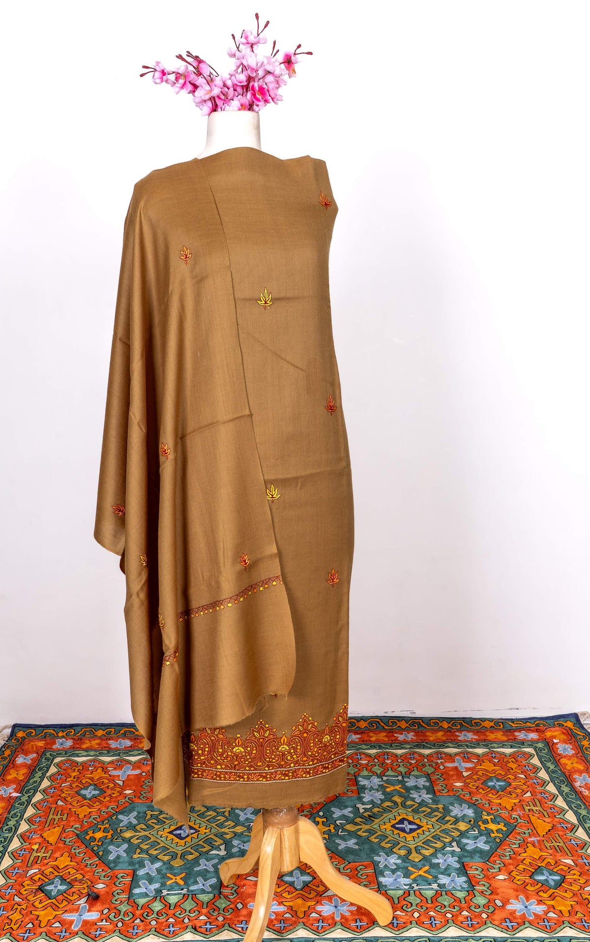 Earthstone Glow Sozni Hand Embroidered Suit in Fine merino wool