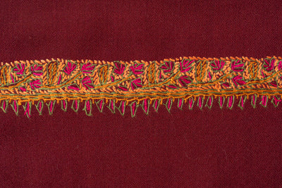 Maroon Empress — 2.5 Yards Sozni Hand-Embroidered Shawl