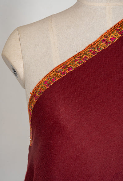 Maroon Empress — 2.5 Yards Sozni Hand-Embroidered Shawl