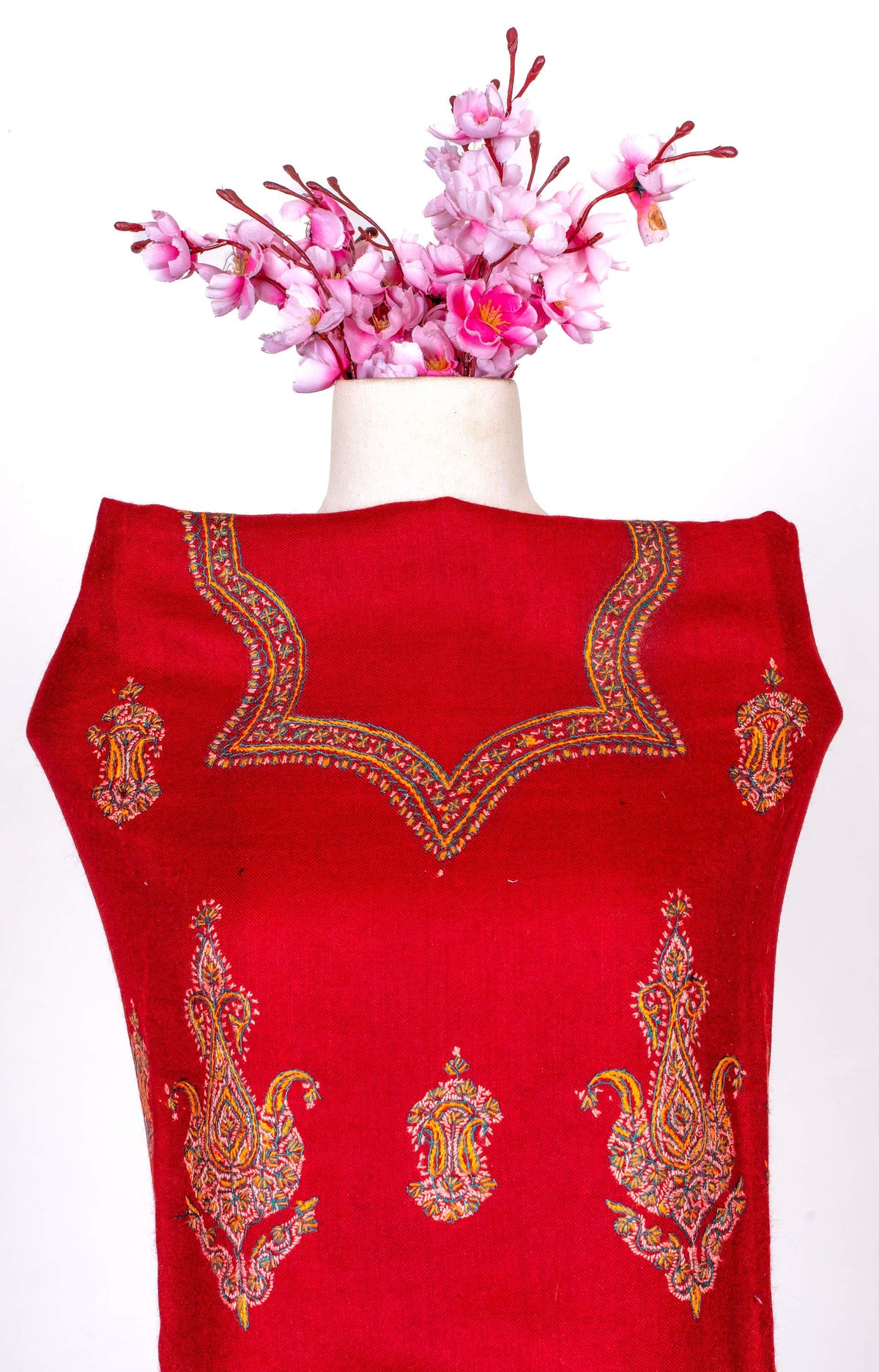 Royal Garnet Sozni Hand Embroidered Suit in Fine merino wool