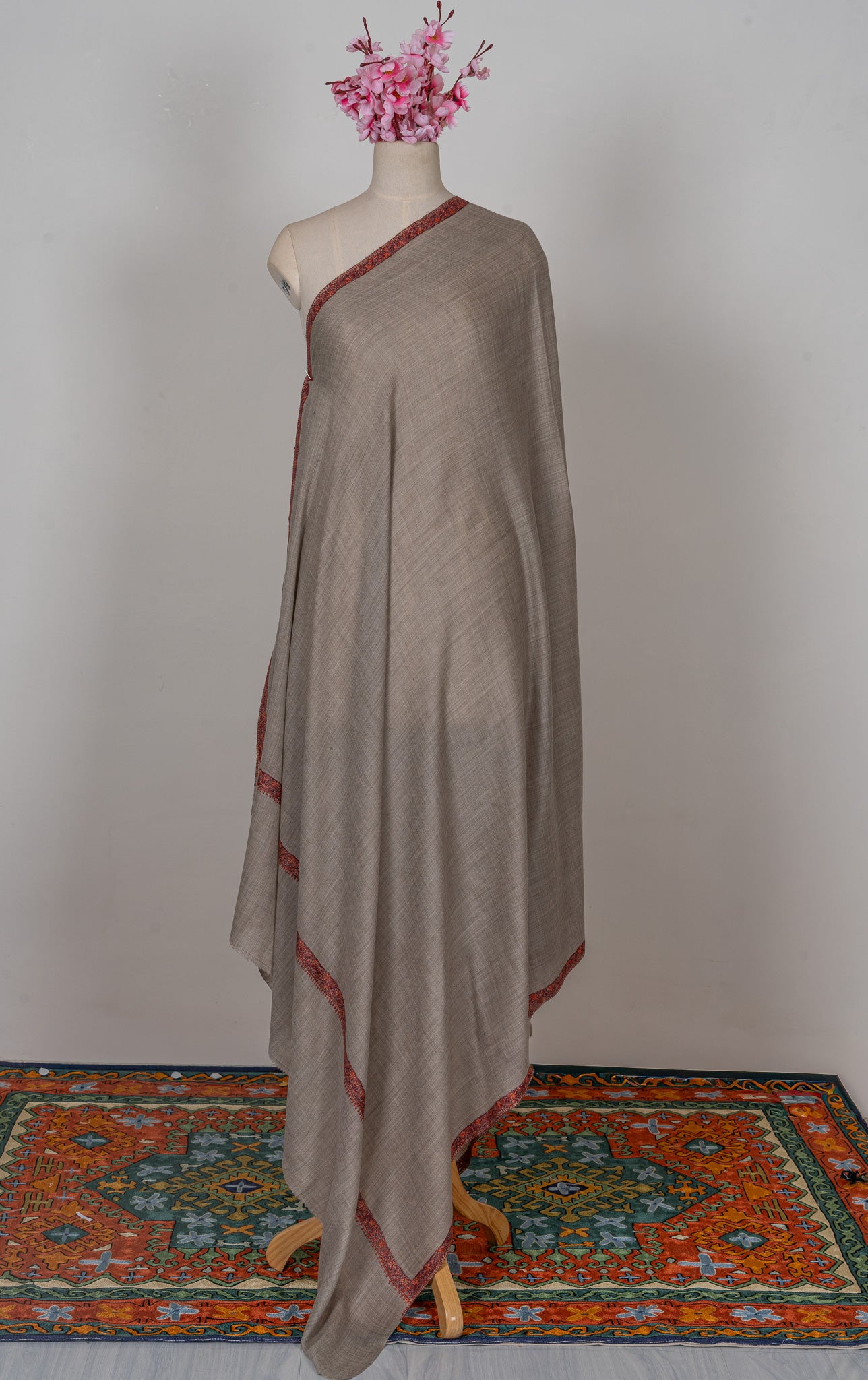 Desert Rose — 2.5 Yards Sozni Hand-Embroidered Shawl