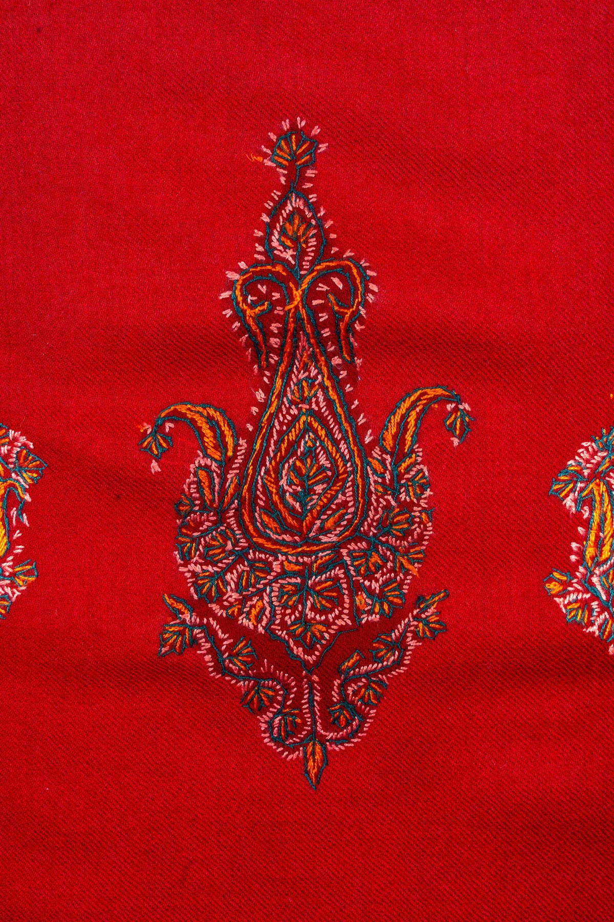 Royal Garnet Sozni Hand Embroidered Suit in Fine merino wool