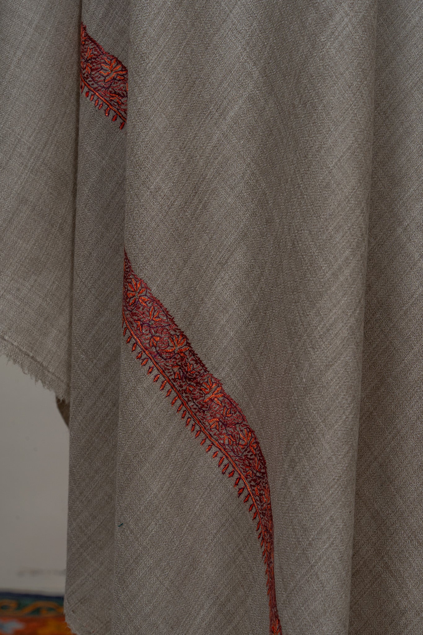 Desert Rose — 2.5 Yards Sozni Hand-Embroidered Shawl