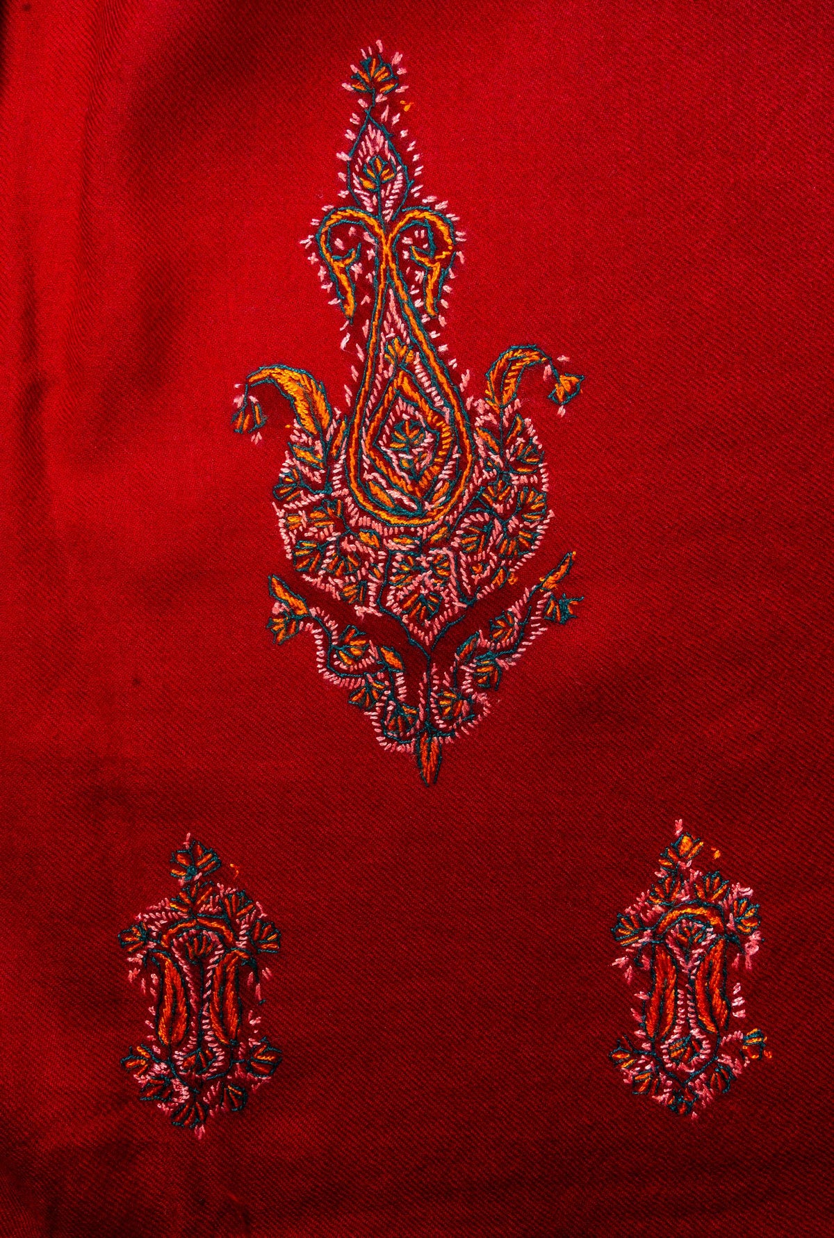 Royal Garnet Sozni Hand Embroidered Suit in Fine merino wool