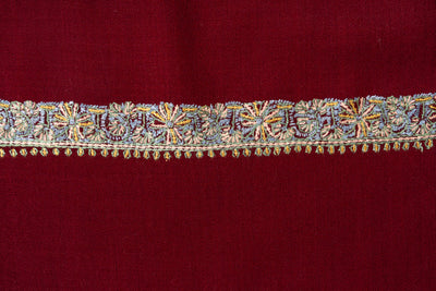 Garnet Gleam — 2.5 Yards Sozni Hand-Embroidered Shawl
