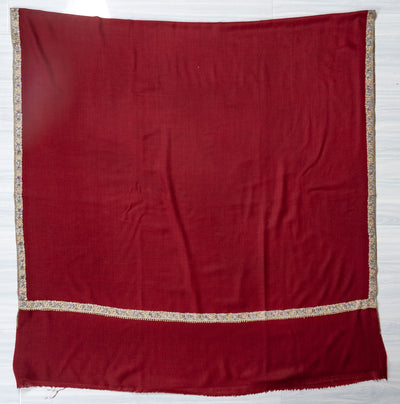 Garnet Gleam — 2.5 Yards Sozni Hand-Embroidered Shawl
