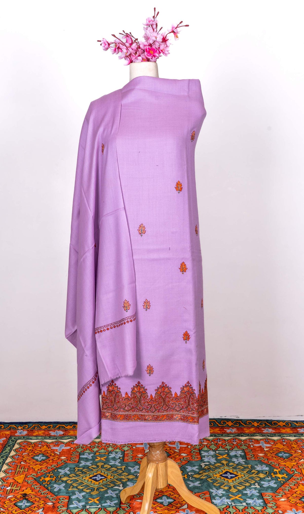 Lilac Whisper Sozni Hand Embroidered Suit in Fine merino wool