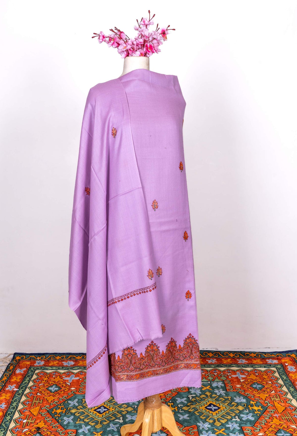 Lilac Whisper Sozni Hand Embroidered Suit in Fine merino wool