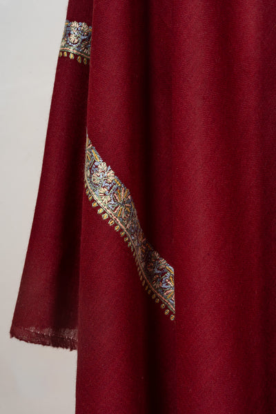 Garnet Gleam — 2.5 Yards Sozni Hand-Embroidered Shawl