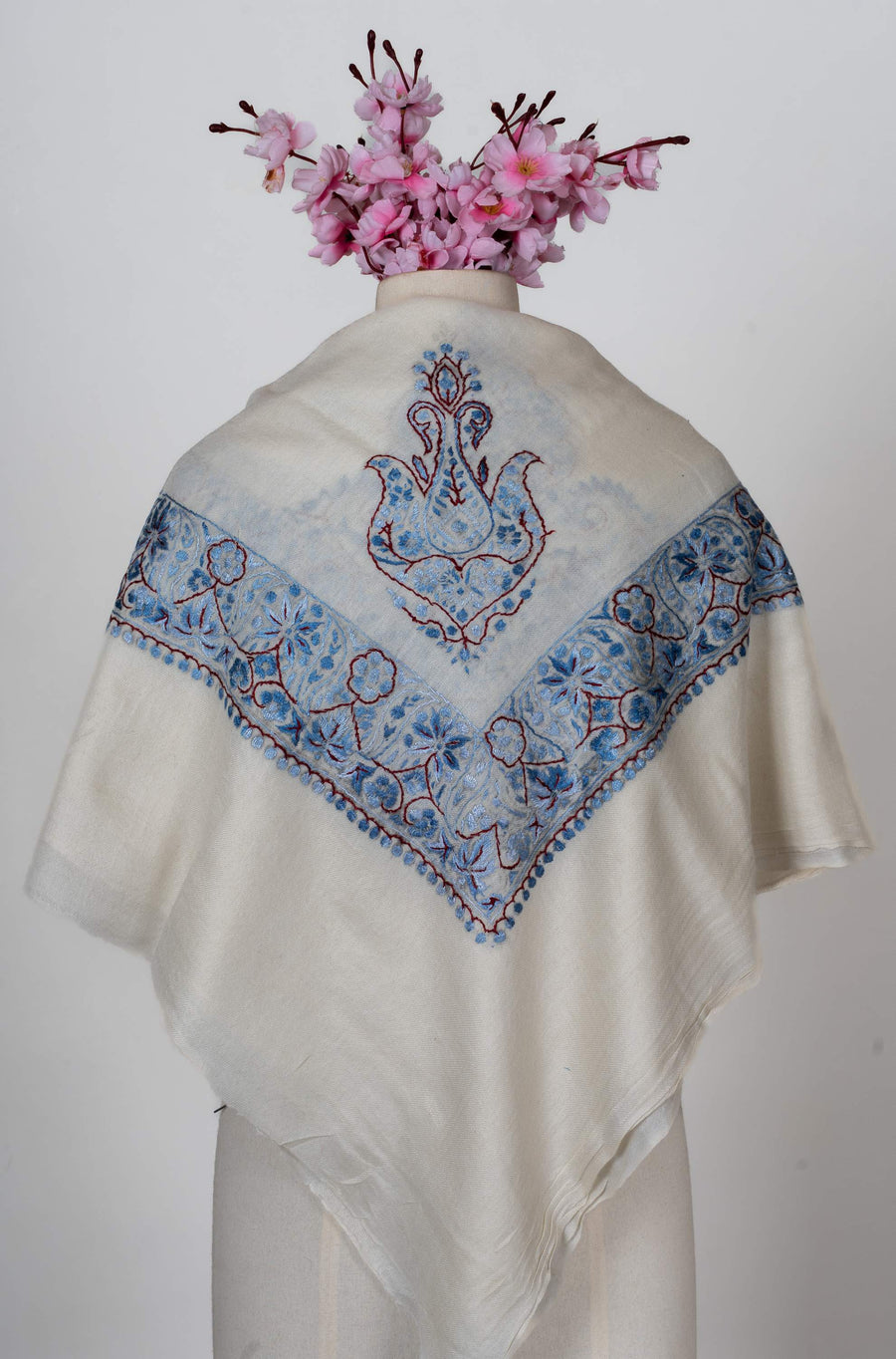 Azure Bloom Rumal 58 inches — Sozni Hand Embroidered
