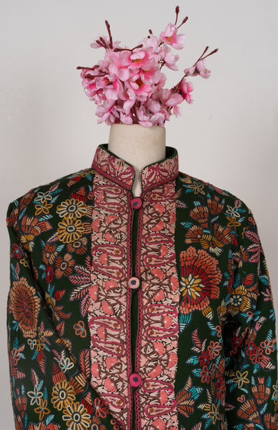 Emerald Reverie Hand-Embroidered Aari Jacket