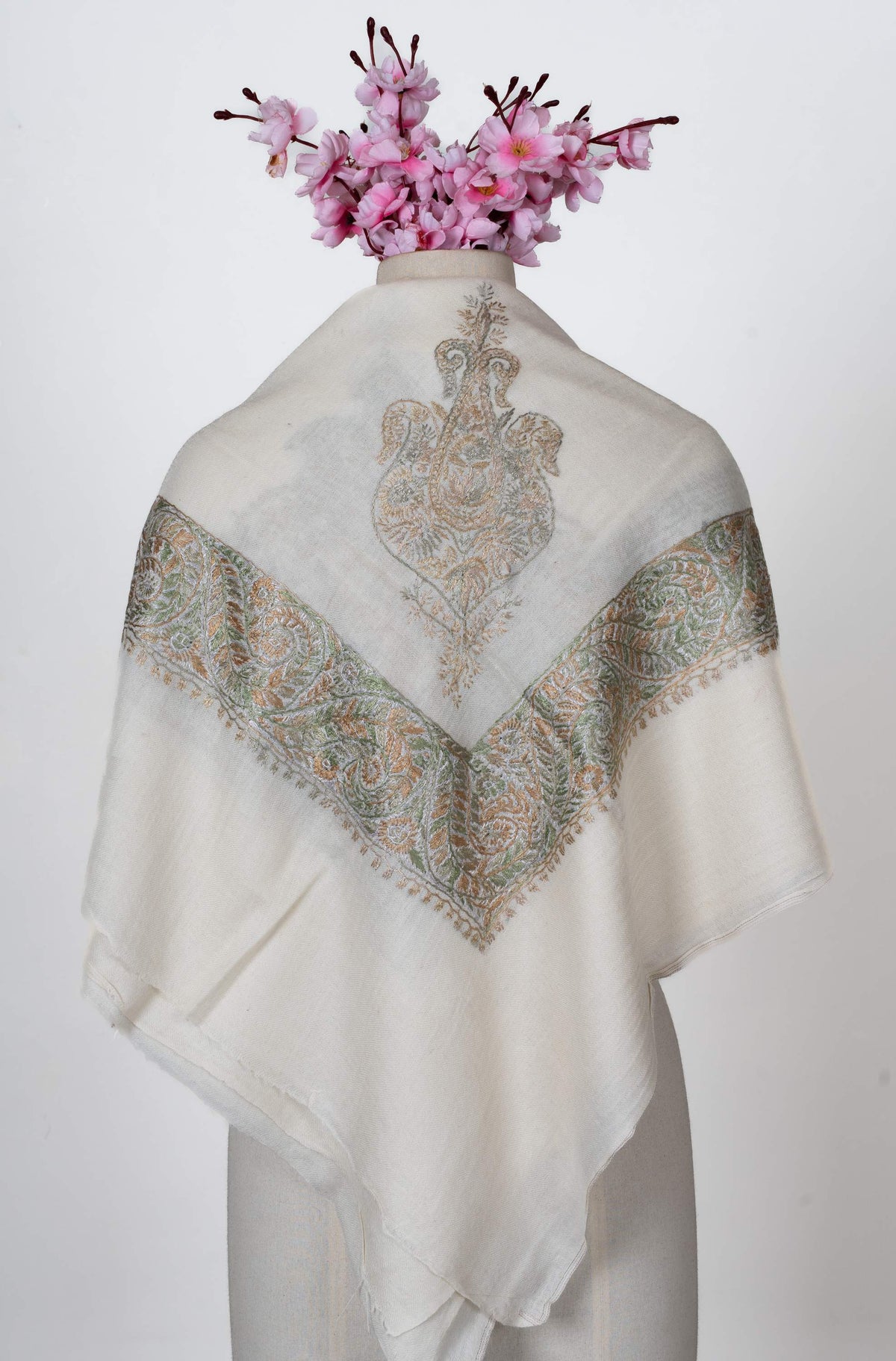 Antique Fern Rumal 58 inches — Sozni Hand Embroidered