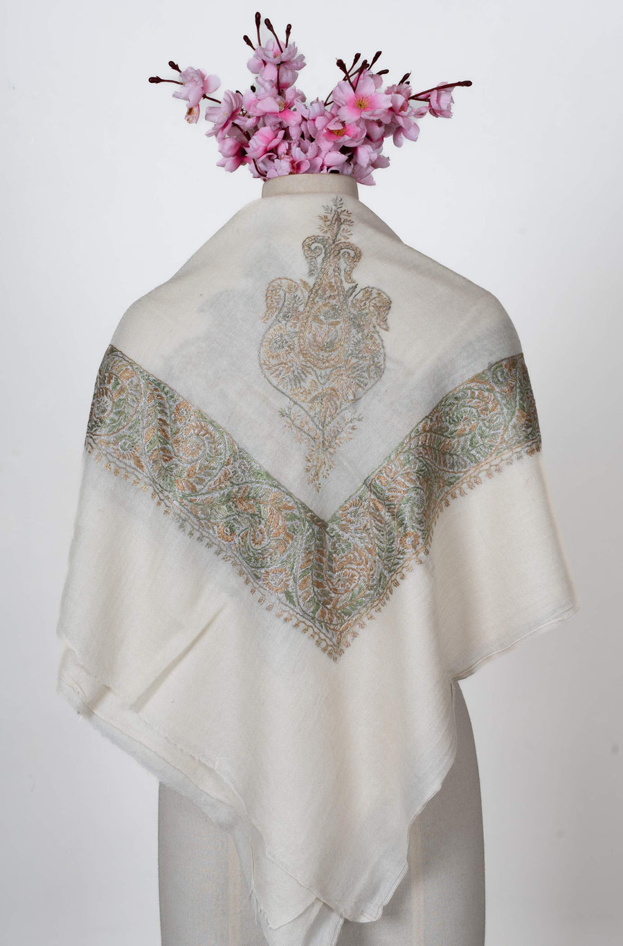 Antique Fern Rumal 58 inches — Sozni Hand Embroidered