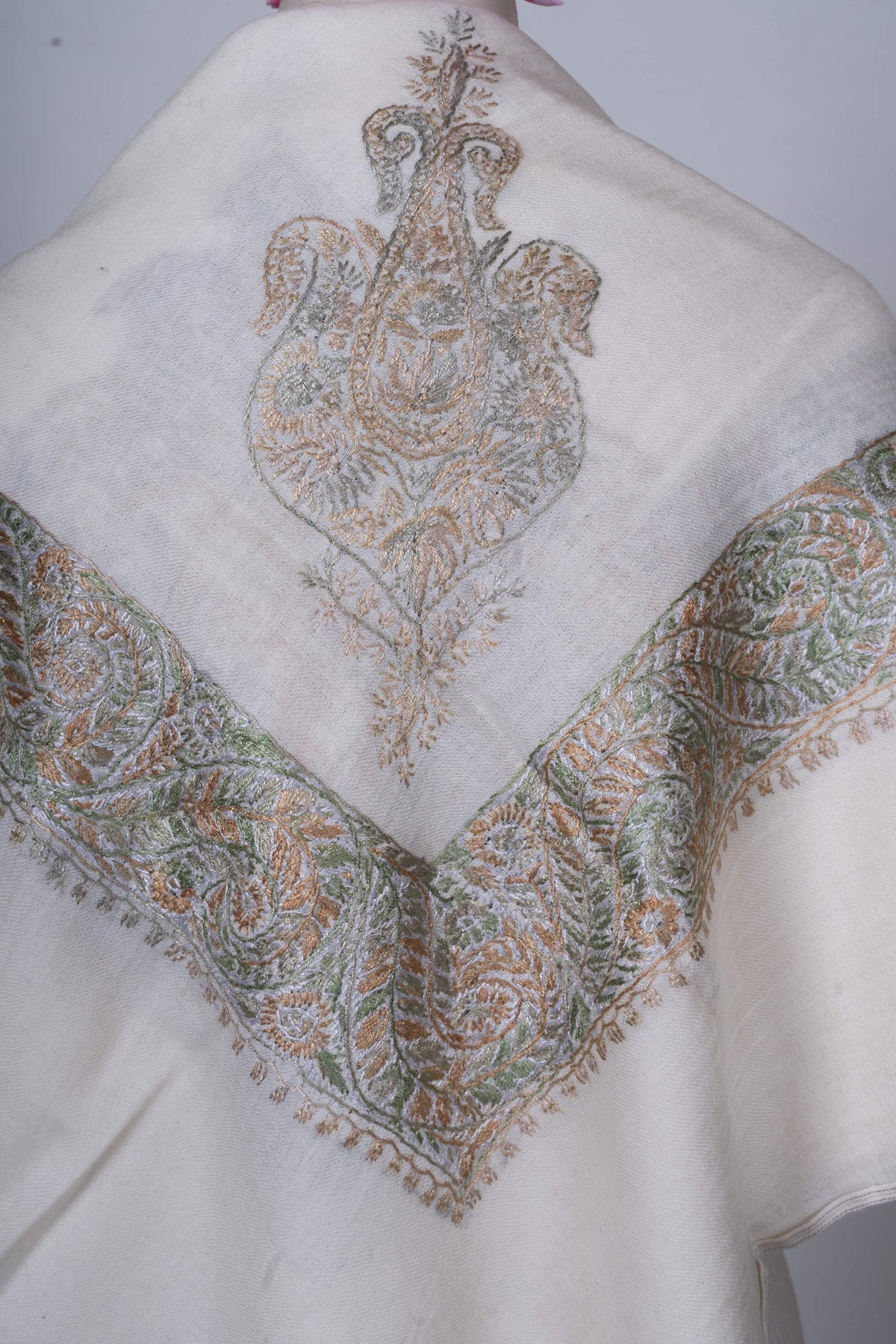 Antique Fern Rumal 58 inches — Sozni Hand Embroidered