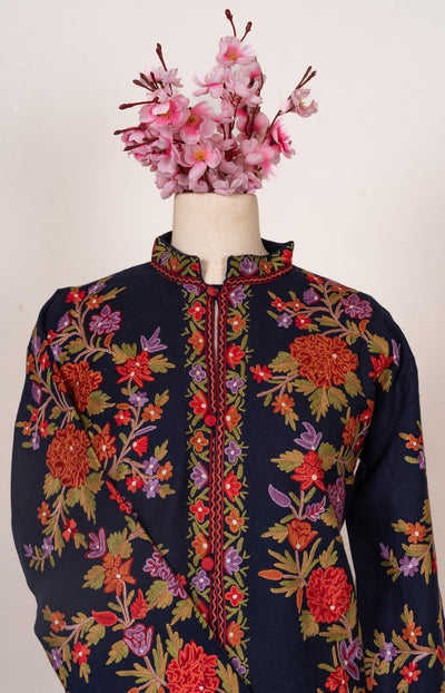 Crimson Autumn Hand-Embroidered Aari Jacket