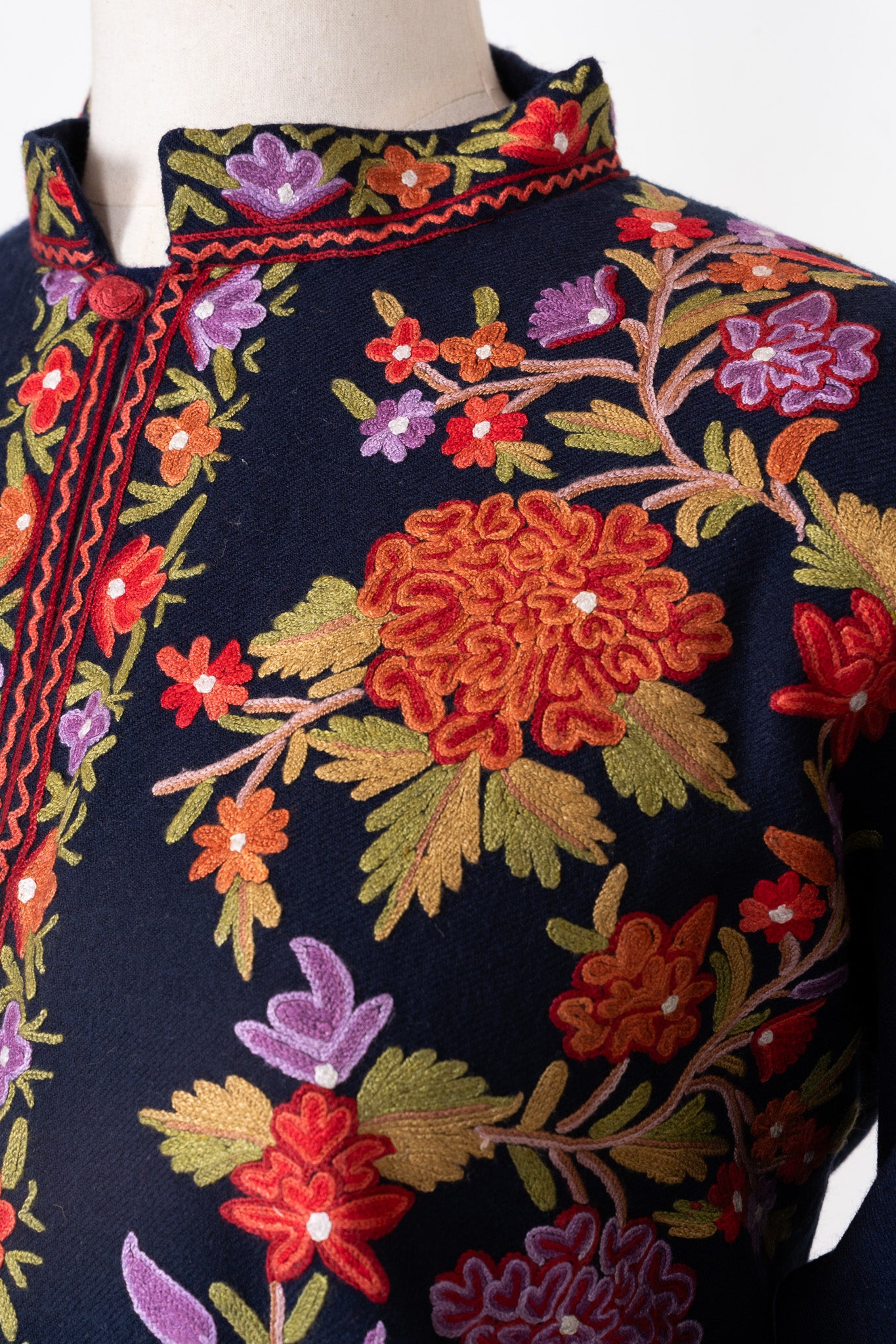 Crimson Autumn Hand-Embroidered Aari Jacket