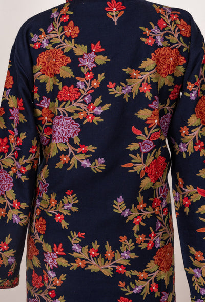 Crimson Autumn Hand-Embroidered Aari Jacket