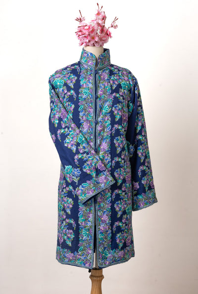 Midnight Bloom Hand-Embroidered Aari Jacket
