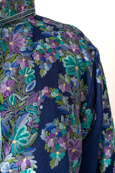 Midnight Bloom Hand-Embroidered Aari Jacket