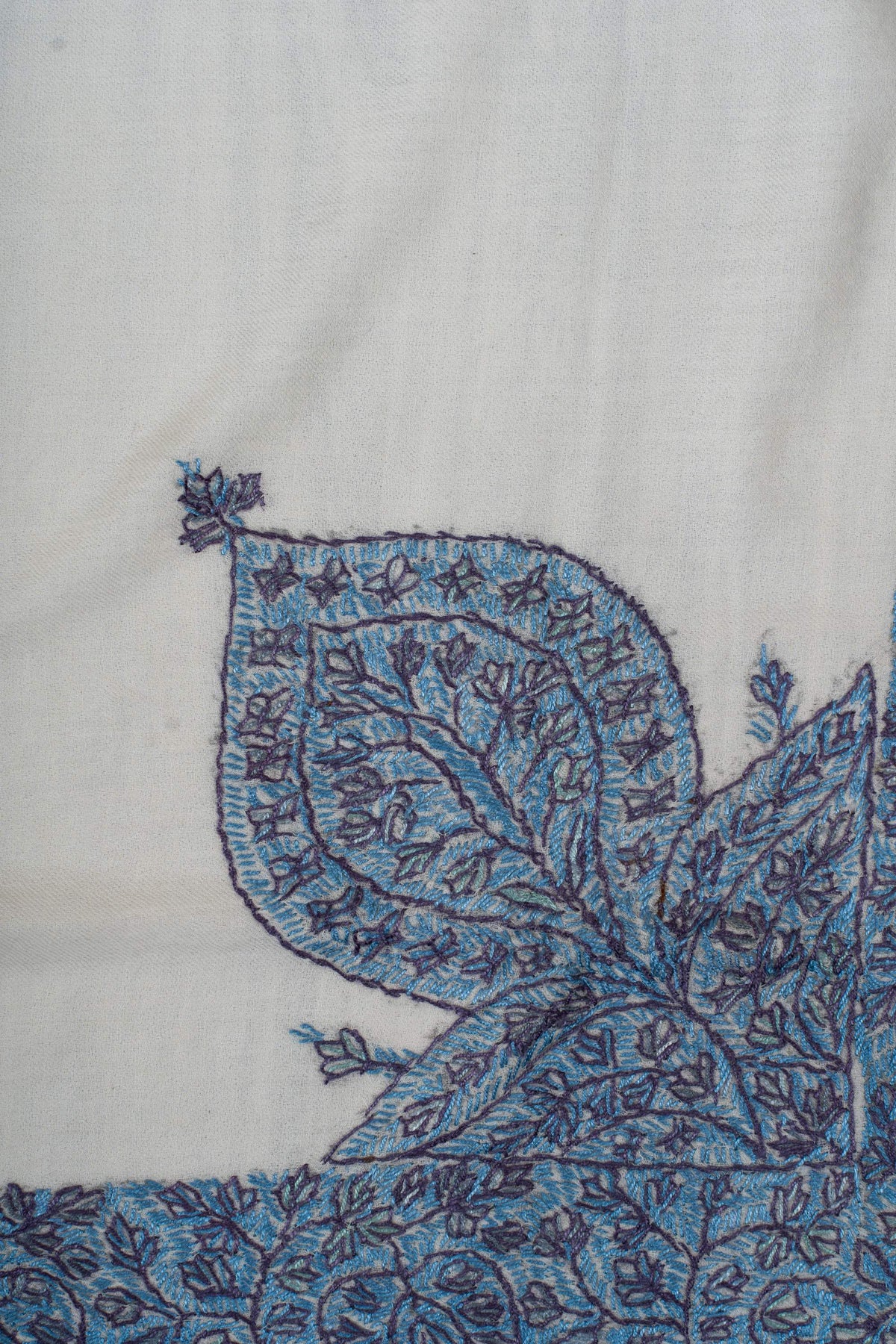 Azure Leaf Rumal 58 inches — Sozni Hand Embroidered