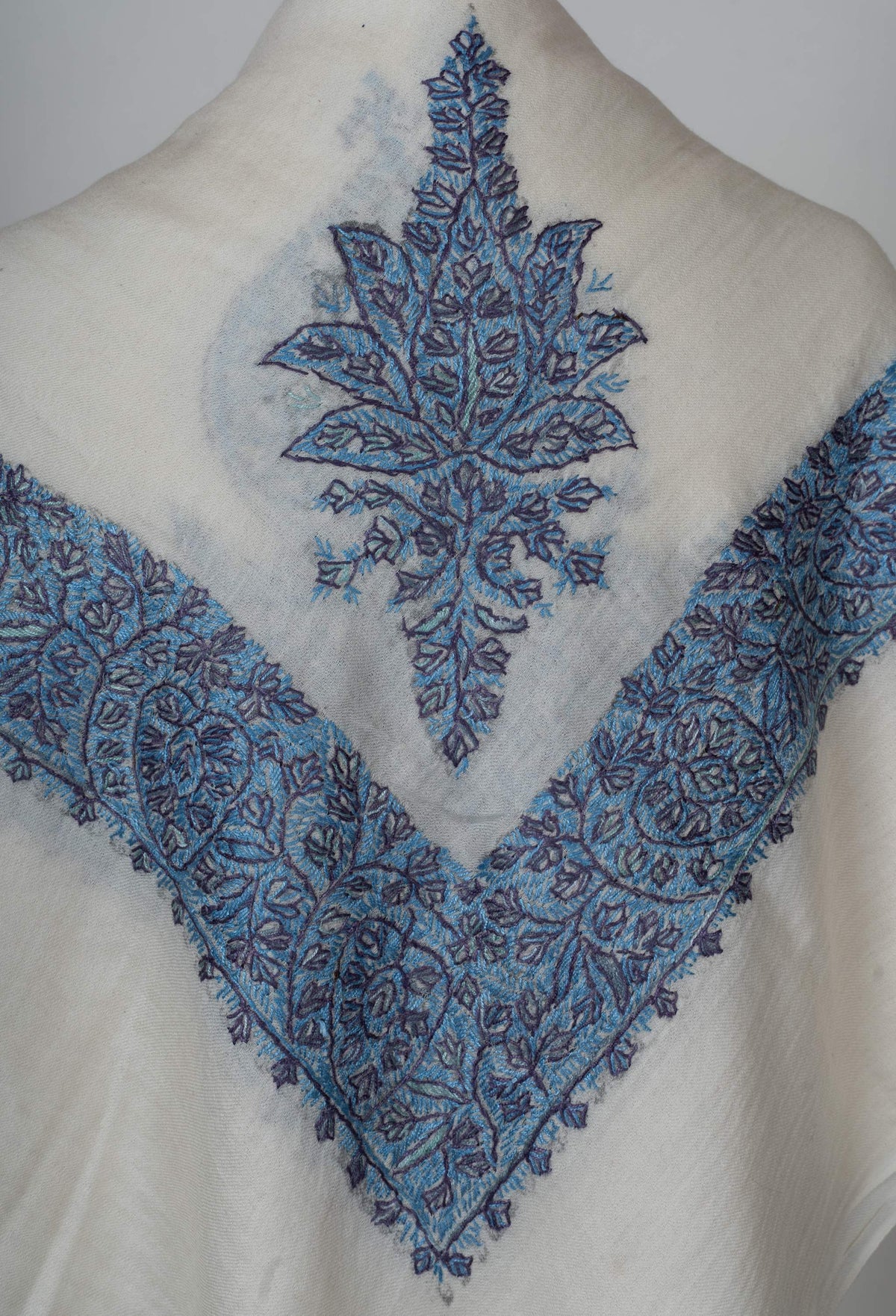 Azure Leaf Rumal 58 inches — Sozni Hand Embroidered