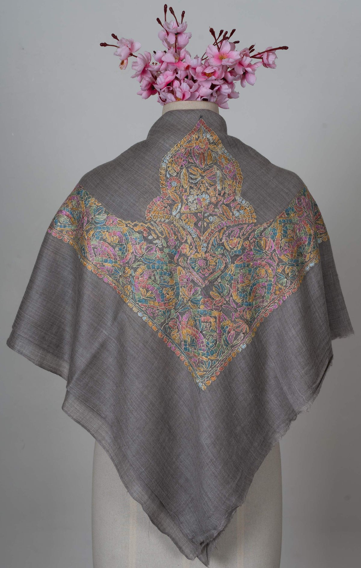 Charcoal Mosaic Rumal 58 inches — Sozni Hand Embroidered