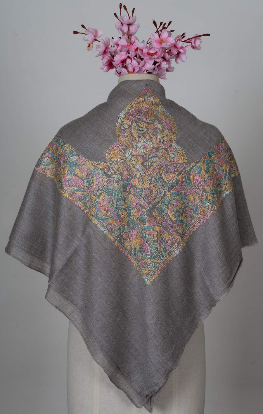 Charcoal Mosaic Rumal 58 inches — Sozni Hand Embroidered