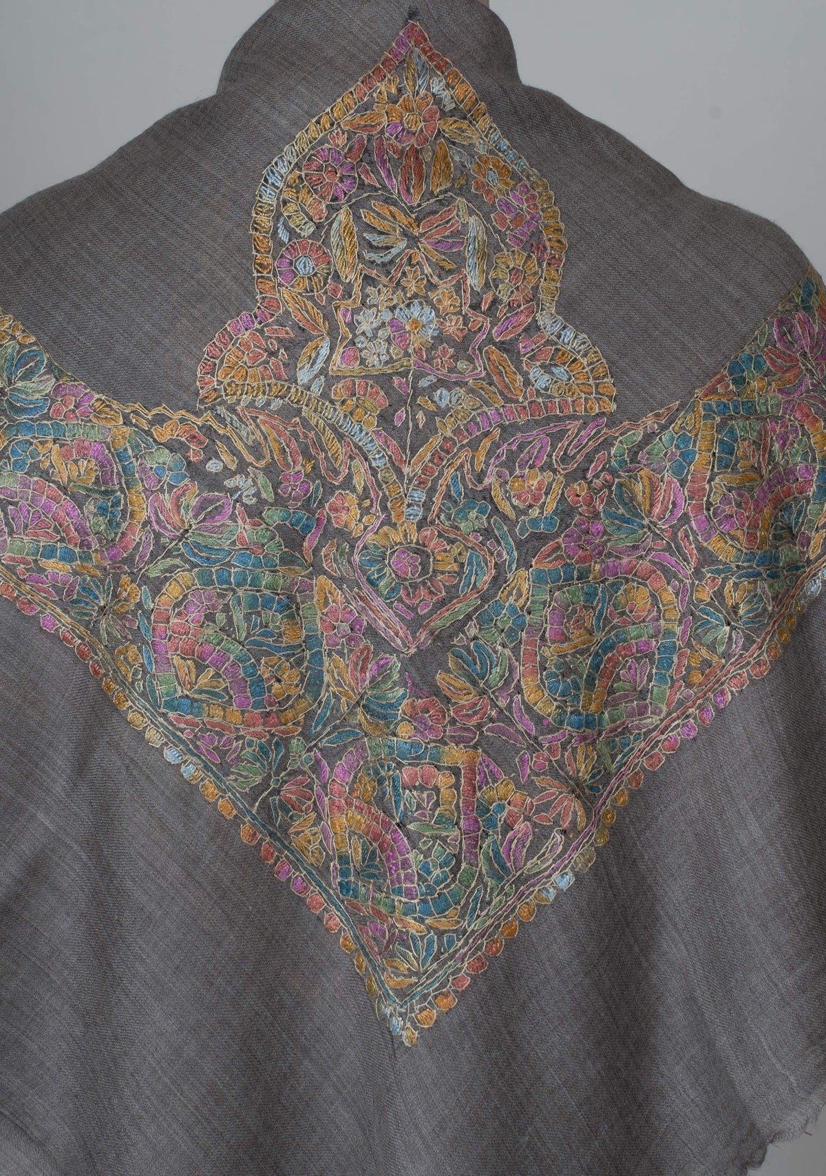 Charcoal Mosaic Rumal 58 inches — Sozni Hand Embroidered