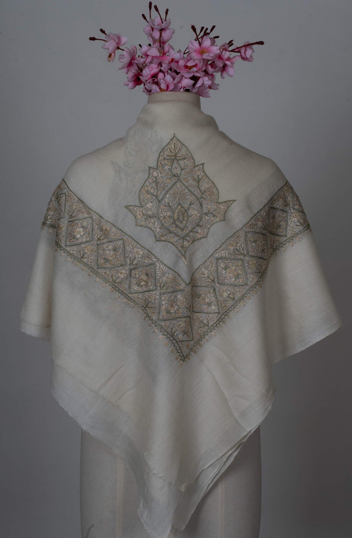 Champagne Lattice Rumal 58 inches — Sozni Hand Embroidered
