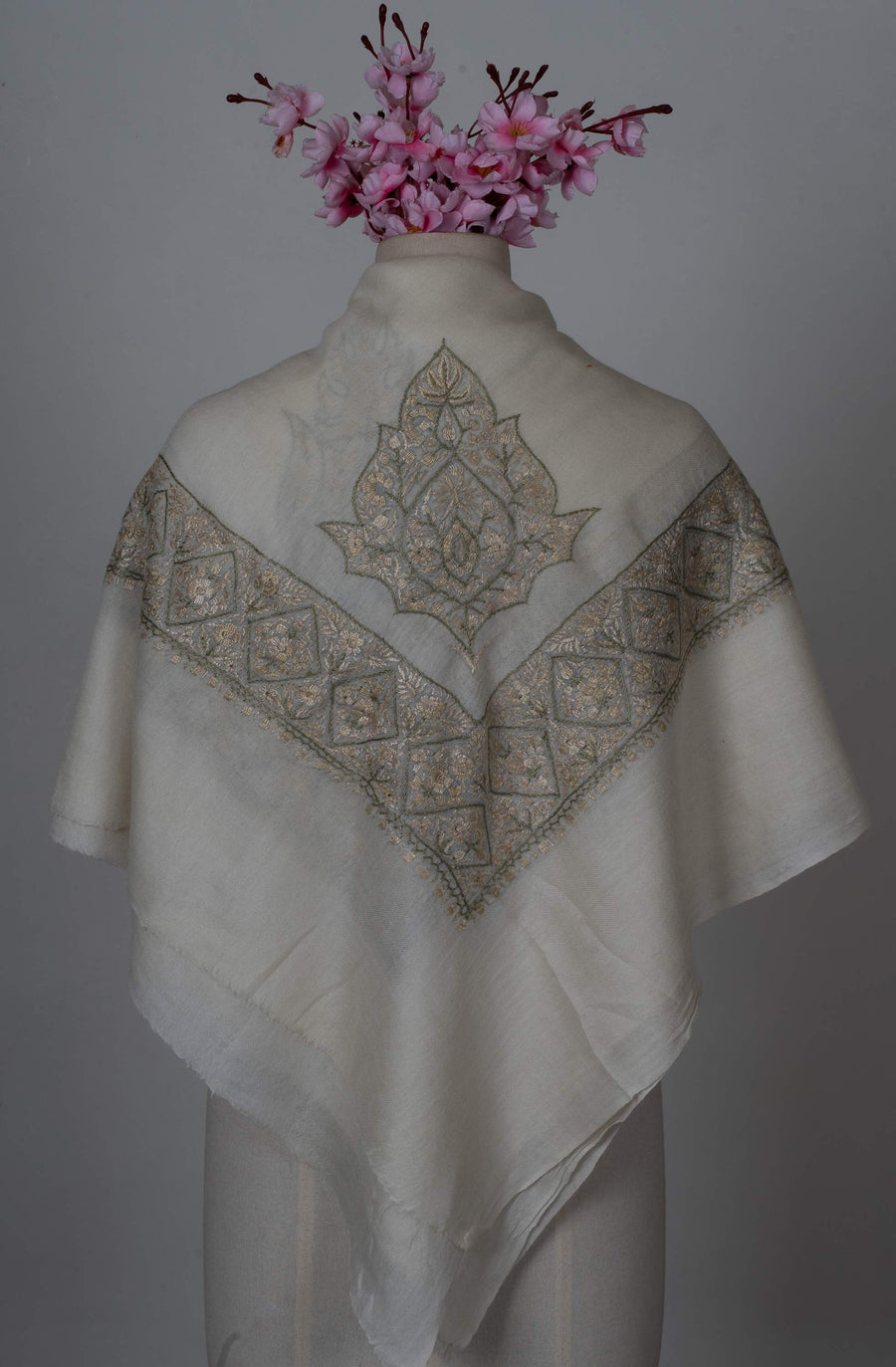Champagne Lattice Rumal 58 inches — Sozni Hand Embroidered