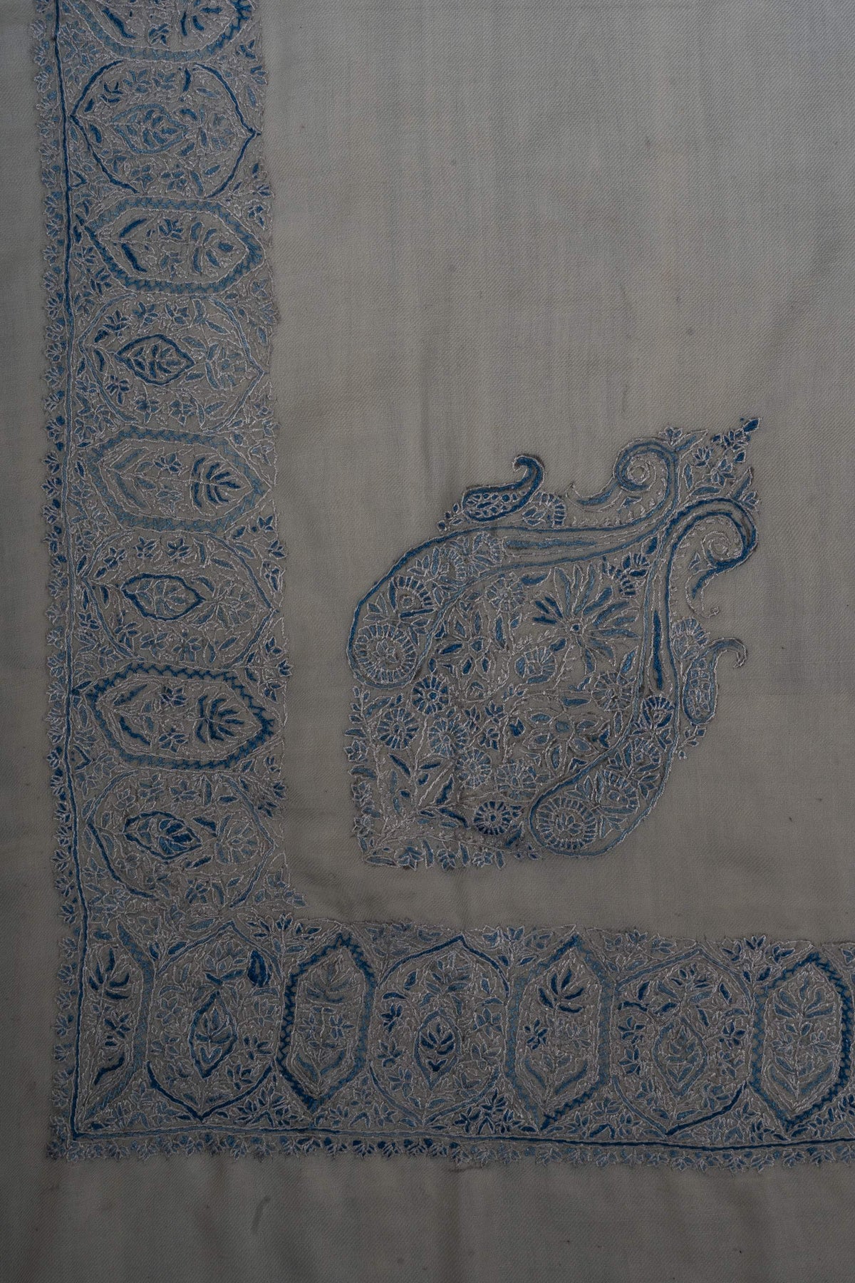 Azure Paisley Rumal 58 inches — Sozni Hand Embroidered