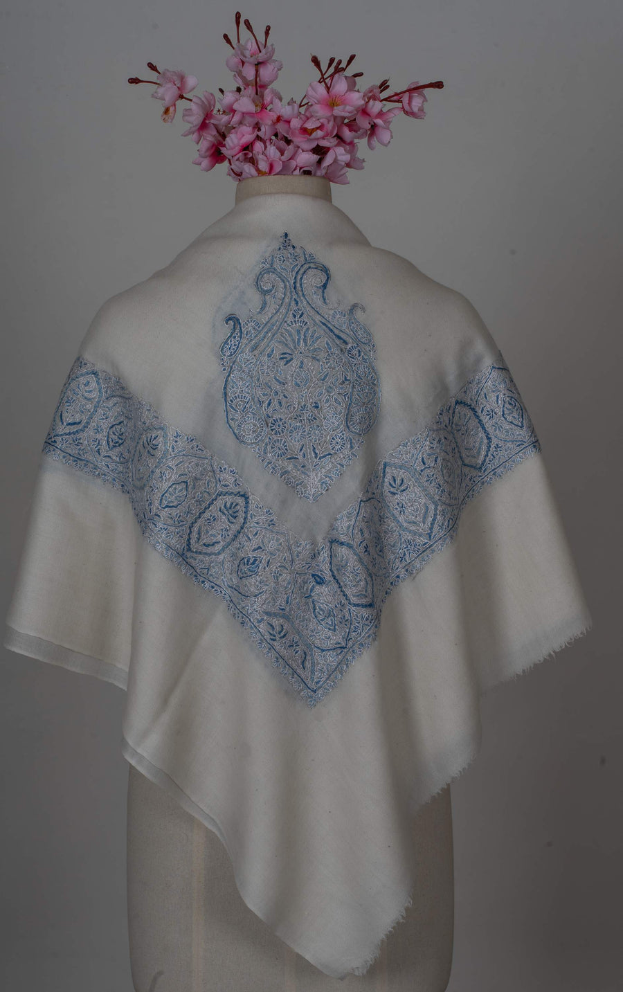 Azure Paisley Rumal 58 inches — Sozni Hand Embroidered