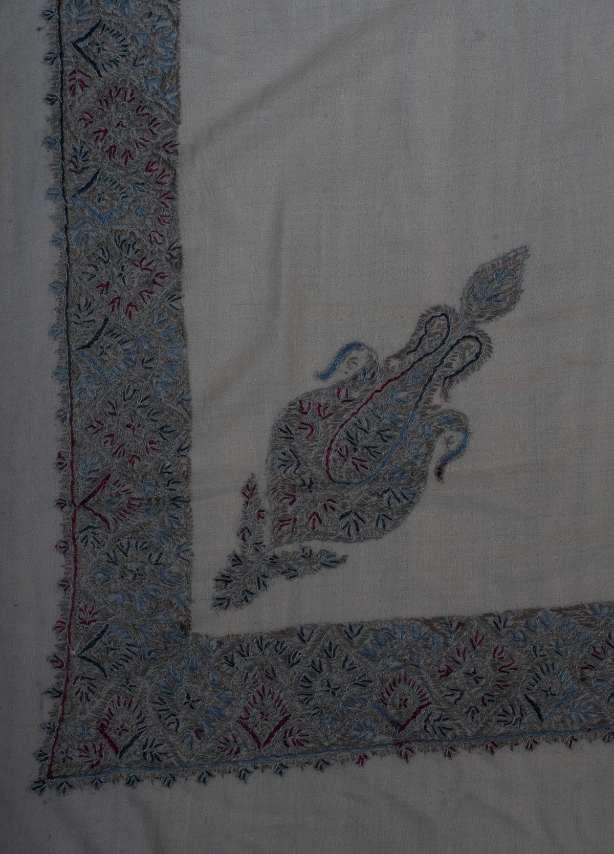 Glacier Bloom Rumal 58 inches — Sozni Hand Embroidered
